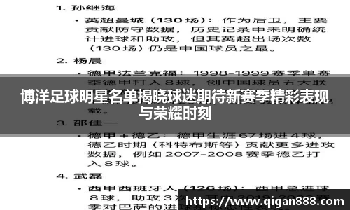 博洋足球明星名单揭晓球迷期待新赛季精彩表现与荣耀时刻
